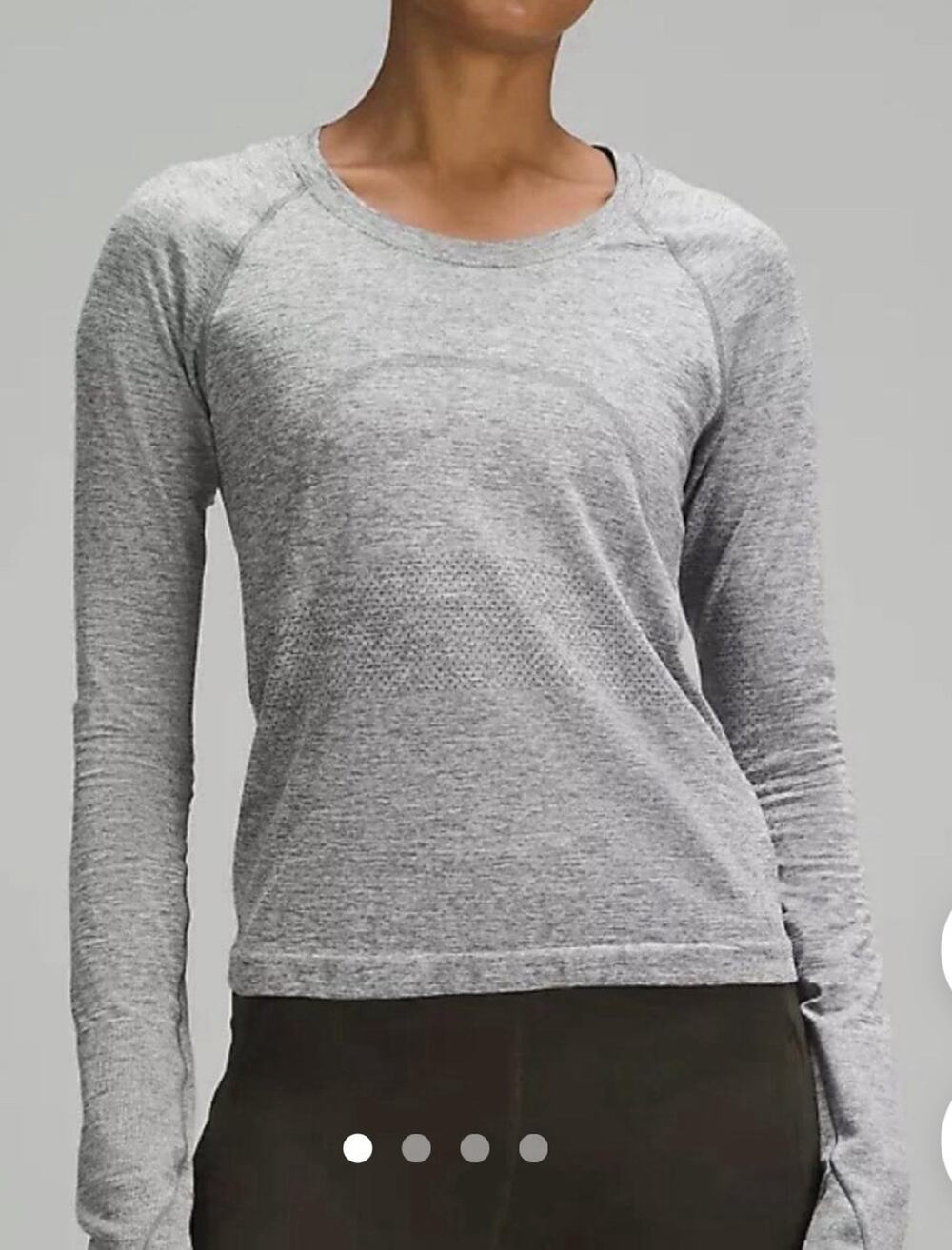 Lululemon Women Solid Gray Swiftly Tech Long Sleeve 2.0 Race Length Shirt Top 4